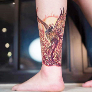 经典浴血彩色凤凰性感持久胸前肩部手臂纹身贴 防水防汗男女