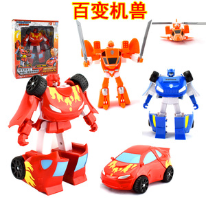 正版百变机兽洛洛历险记变形机器人儿童玩具霹雳火超音速猛虎王