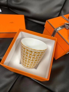 现货爱马仕hermes正品瓷器金色马赛克茶杯陶瓷杯欧式马克杯水杯