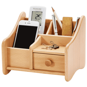 实木多功能带抽屉笔筒教师节礼物送老师创意办公用品桌面摆件木质