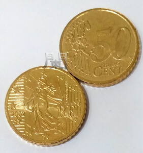 2002年法国50欧分硬币 全新卷拆未流通 五毛欧元铜镍币 欧洲钱币
