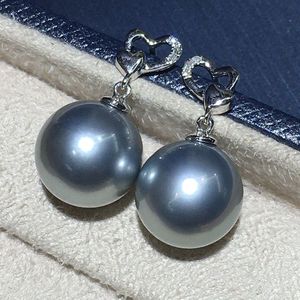珍珍珠宝淘宝黑珍珠耳钉18k金镶钻大溪地11-12mm正圆透亮灰紫色海水