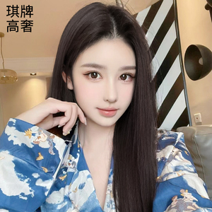 假发女真人发丝递针工艺长直发初恋感黑长直中分黑色