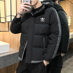 阿迪秋冬季男棉衣大码棉服加厚服棉袄面包服连帽流行休闲保暖外套