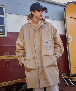 出口韩国 秋装工装休闲宽松oversize廓形连帽风衣中长款外套男士