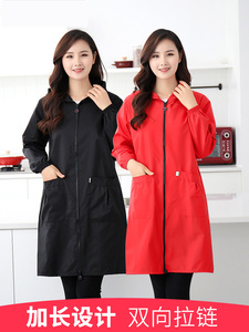 韩版加长款护衣罩衣大人女工作服家用厨房防油脏长袖围裙时尚冬季