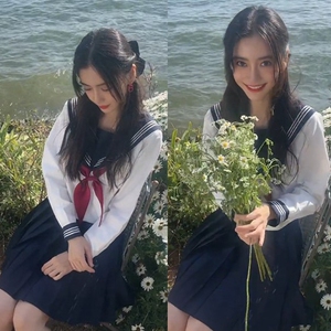 抖音杨颖baby同款水手服学院海军领衬衫女上衣百褶短裙jk制服套装