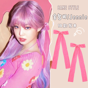 金智妮jennie同款头饰粉色蝴蝶结发夹侧边夹时尚甜美少女超仙发饰