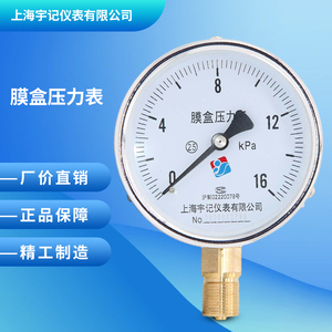 包邮 YE100膜盒压力表 0-10/16/25/40/60KPA天然气专用千帕压力表