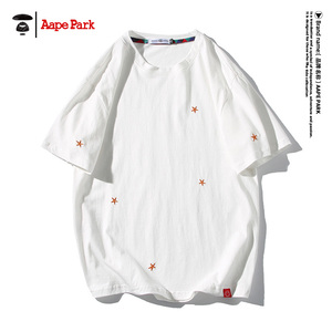 Aape Park短袖t恤男士美式夏季潮牌上衣宽松星星刺绣设计大码纯棉