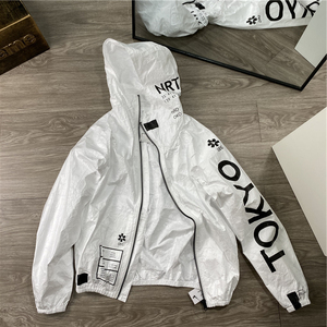 环保科技杜邦纸面料防风透气户外休闲连帽夹克男外套