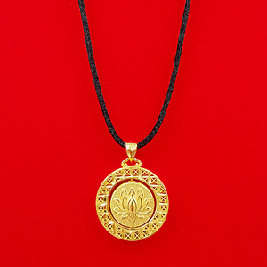 鑫源珠宝黄金吊坠999足金按克新款圆牌莲花时来运转项链挂坠纯金