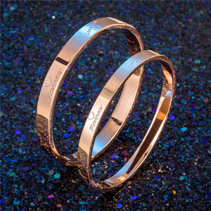 情侣手镯女饰品diy玫瑰金男女love手链学生一对刻字定制手环韩国