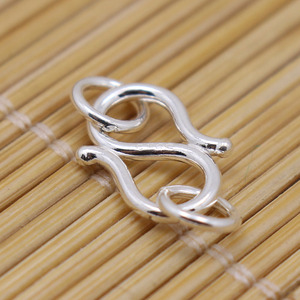 s925银扣手串首饰搭扣纯银双环s扣手链扣头diy配件项链连接扣子