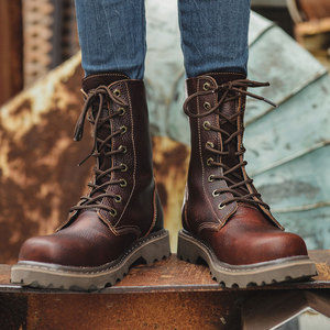 马丁靴男英伦机车户外骑行皮靴高帮工装西部牛仔男靴子真皮潮情侣