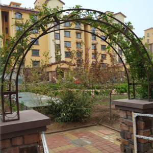 铁艺拱门花架门垛顶部别墅拱门架子铁艺庭院门柱拱形花架定做门头