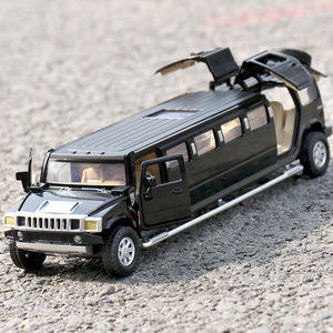 金属仿真1/32悍马加长警车回力儿童汽车模型男孩玩具收藏摆件合金