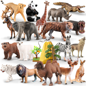 wantmoin仿真动物模型野生动物园陆地农场飞禽玩具套装男女孩3-10