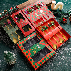圣诞节伴手礼物餐具礼盒可爱卡通雪人不锈钢叉子勺子情侣叉勺套装