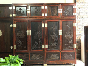 天香倾城 老挝大红酸枝顶箱柜交趾黄檀红木储物大衣柜卧室家具