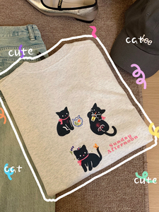 @chency studio原！【猫咪和金鱼】高克重纯棉情侣猫猫t恤短袖