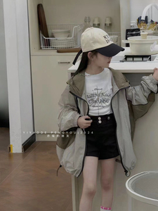 2024新款韩货男童女童防晒衣连帽外套光学布料有效抵抗%99紫外线
