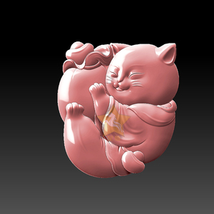 新款猫咪精雕图浮雕图萌版小猫咪(295dw)玉雕图精雕图灰度图
