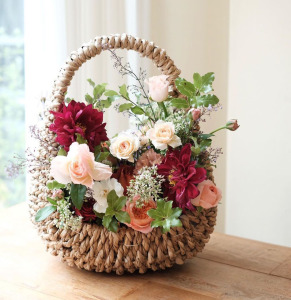 节日编织花盆麻绳花篮柳编插花手提篮鲜花假花摆件西瓜水果篮子