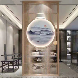 定制铝合金屏风新中式入户隔断玄关餐厅柜酒店酒楼茶室茶楼包间