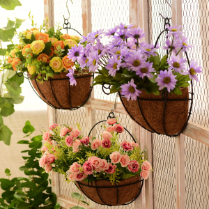 仿真假花挂墙花盆墙面装饰花壁挂装饰花篮墙壁装饰挂件创意墙挂饰