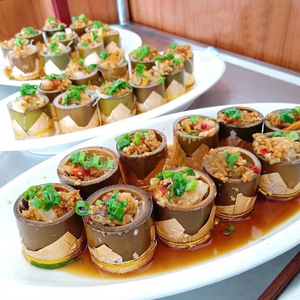 新品竹筒虾仁粉丝点心海鲜私房菜小吃酒店特色菜蒸菜荤菜半成品蒸