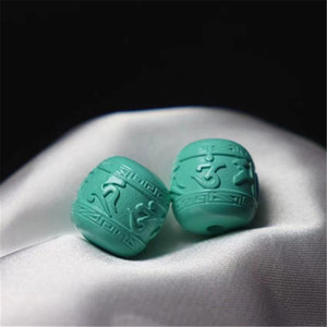 原矿高瓷绿松石散珠回纹珠貔貅兽珠龙鼓珠墩子老型桶珠圆珠云纹珠