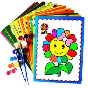 儿童水彩画涂鸦画涂色diy颜料水粉涂鸦画填色画幼儿园手工套装