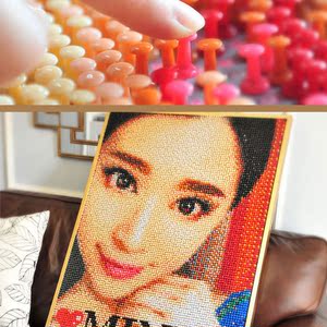 【时尚好礼】钉子拼图数十种彩色图钉拼钉成的创意礼物图钉画拼图