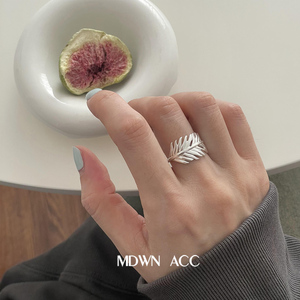 MDWN | 巨时髦单品 s925纯银戒指女酷帅羽毛素银百搭时尚个性指环