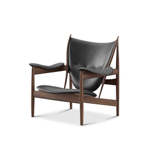 酋长椅北美黑胡桃木休闲椅北欧实木扶手椅丹麦设计师单人真皮椅子