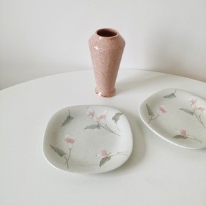 日本制中古餐具mikasa米卡萨马蹄莲花卉方形甜品盘vintage瓷器