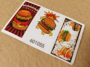 美式汉堡包店招牌贴纸印刷兼容乐高式积木S牌国产配件