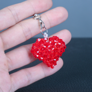 手工串珠编织制作水晶爱心挂件成品吊坠吊饰可爱创意钥匙挂饰品