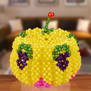 手工串珠编织南瓜盒收纳盒果盘散珠子成人diy制作材料包家居饰品