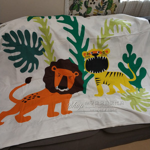 宜家尤恩格斯库格小狮子儿童全棉被套枕套单人学生被罩 拉链款