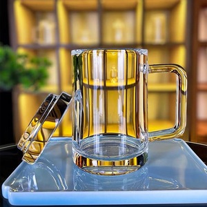 东海天然原石原矿水晶杯大容量盖杯办公茶室高端水晶玻璃茶杯茶器