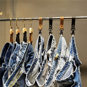 牛皮扣挂钩棕色 服装店挂钩 裤子展示架男女装牛仔裤钩子 挂衣钩