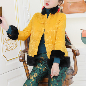 贵气缎面提花加厚唐装棉袄女2020年秋冬新款夹棉中式改良旗袍上衣