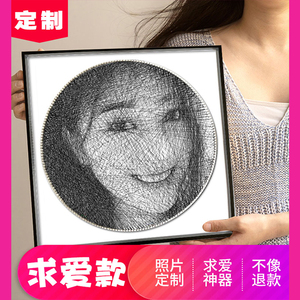 钉子绕线画diy相片手工火影路飞海贼王索隆科比 照片人物来图定制