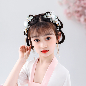 女儿童古风仙气羽毛发饰全套古典舞蹈发型古装发髻配饰品349人付款35