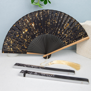 中国风扇金银洒金银真丝女式古风日式日本和风折扇子古典摄影礼品