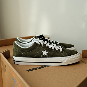 匡威converse改版新款one star绿色麂皮低帮三星标帆布鞋171585c