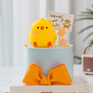 热卖破蛋鸡小黄鸡健康鸡蛋糕装饰摆件翻糖蝴蝶结破蛋日快乐插牌