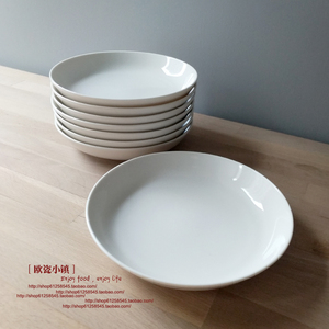 【出口余单】19cm圆菜盘早餐盘子家用耐高温食品米白外贸原单陶瓷